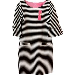 Lilly Pulitzer “Alden” dress, black/white stripe, size L (NWT)